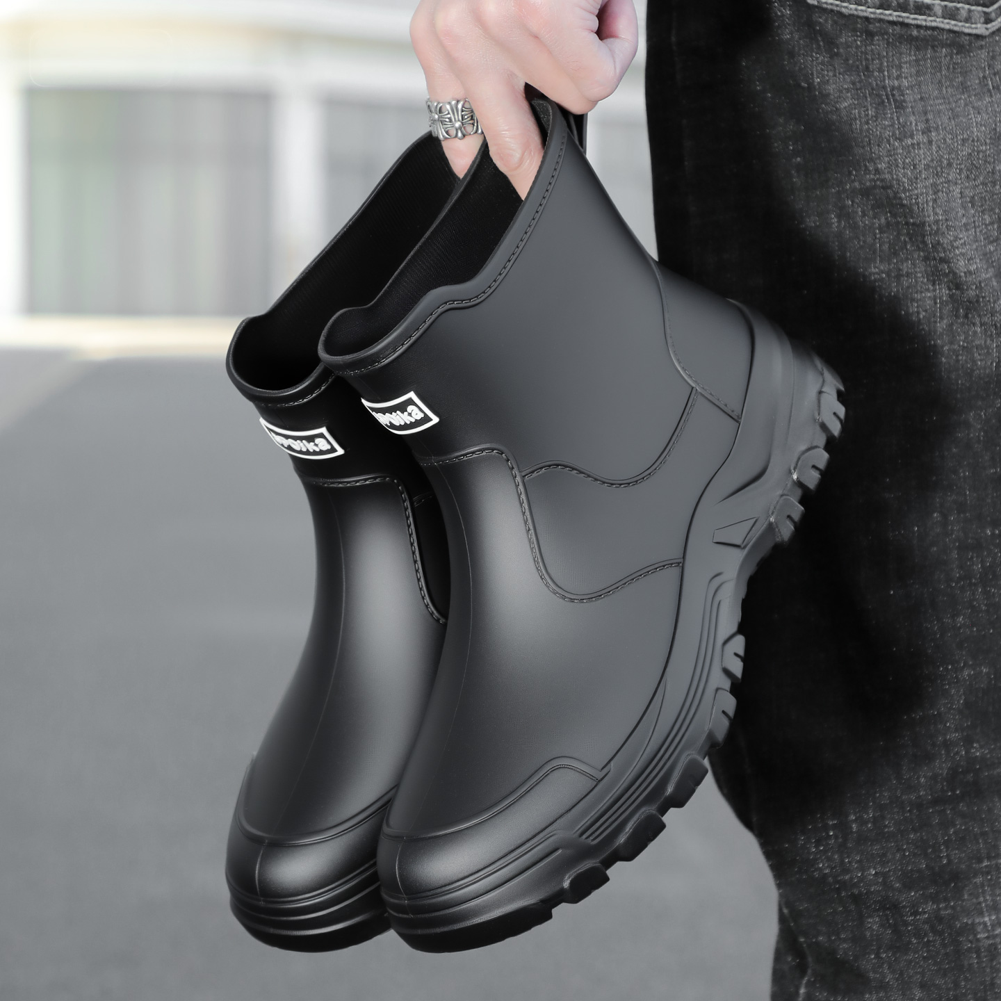 Fishing Boots - Modne, nowe męskie buty przeciwdeszczowe do